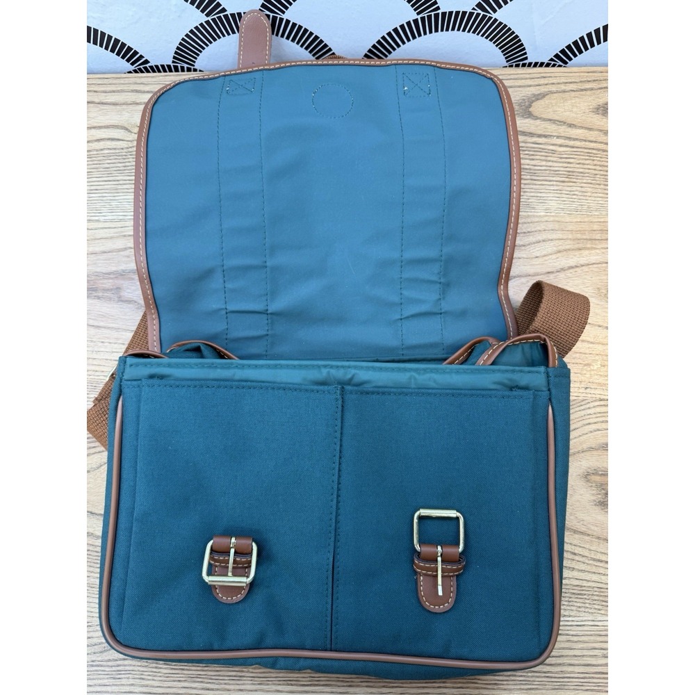 Vintage Polo Ralph Lauren Crossbody Bag Green Canvas Leather Trim Shoulder Strap - Picture 2 of 10